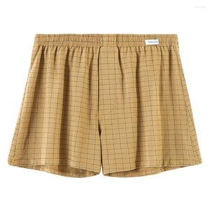 Caleçons en coton pour hommes, Boxer confortable et doux pour la peau, imprimé à carreaux, short décontracté, ample, vêtements de maison respirants