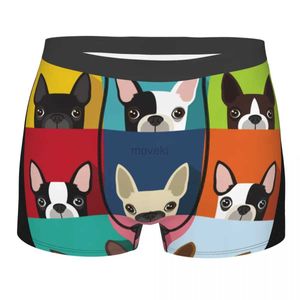 Caleçons Hommes mignon Boston Terrier Animal Boxer slips culottes sous-vêtements respirants aquarelle chien mâle humour S-XXL caleçons 24319