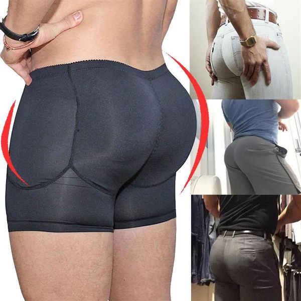 Calzoncillos Hombres Nalgas falsas Ropa interior Sin costuras Control de barriga Shaper Sexy Ass BuLift Boxers Hip Up Acolchado BuPush Bragas Cortas Bla195b