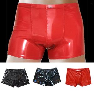 Men de sous-pants hommes Faux Shorts en cuir boxer Brief Wetlook Latex Trunks Underwear Boxers Shiny Boxers SoftHorts Male Pantes L -4XL