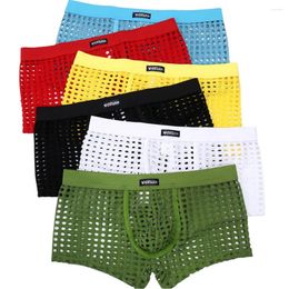 Men de sous-pants Men Fishnet Boxer Shorts transparents GRAND MESH SEXY SEXY SEXWEAR LOBLE TAISE LOBLE NYLON BESSIONNANT MALON MALE BIG PENIS SCHOCKERS