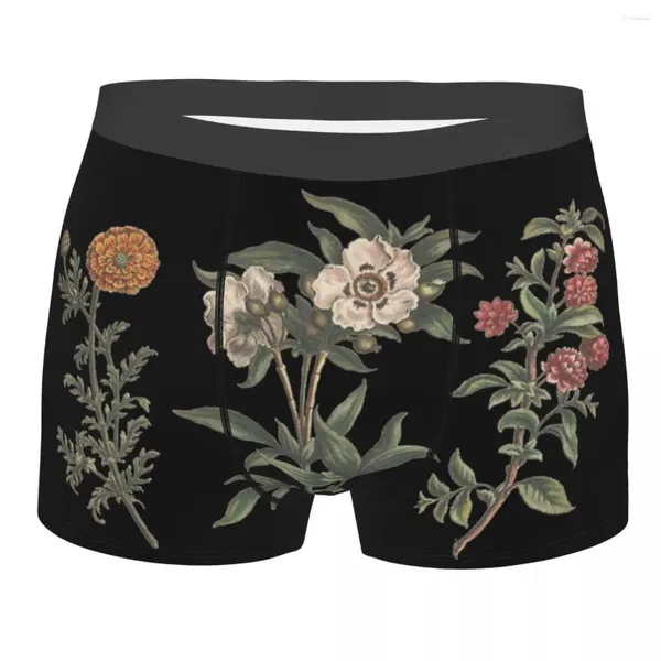 Calzoncillos Hombres Flor Gráfico Ropa Interior Divertido Boxer Calzoncillos Pantalones Cortos Bragas Masculino Poliéster Tallas grandes