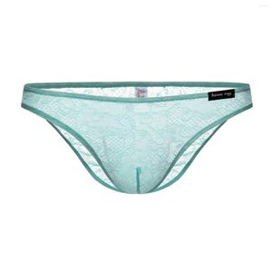 Slip hommes tongs gays sous-vêtements hommes Sexy respirant bref Shorts mâle dentelle culotte taille basse