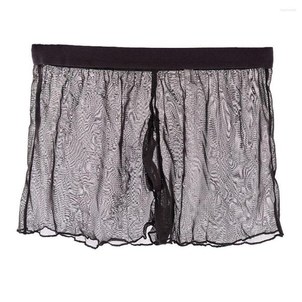 Calzoncillos Hombres Gay Ultra-Delgado Transparente Sheer Boxer Shorts Sexy Perspectiva Malla U Ropa Interior Protuberante