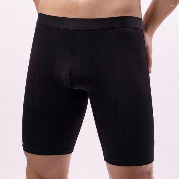 Sous-vêtements hommes glace soie Bosers Lenthen maille sous-vêtements longue jambe Sport maillot de bain respirant élasticité slips solide lisse