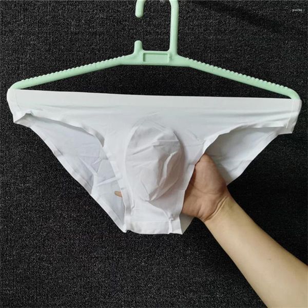 Sous-vêtements hommes glace soie sans couture slips poche convexe jockstraps string ascenseur hanche sans slip homme lingerie gay sissy taille basse culotte solide