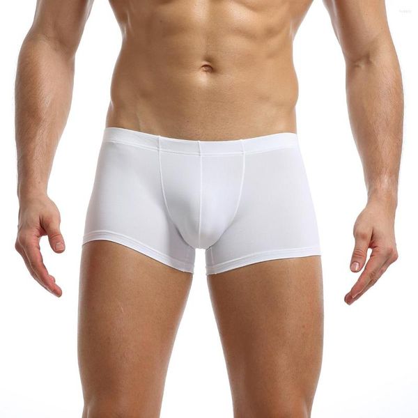 Calzoncillos hombres hielo seda viaje ropa interior ropa interior sexy transpirable boxeador calzoncillos blanco rojo negro gris