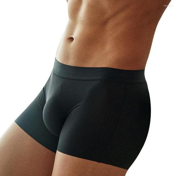 Sous-vêtements hommes glace soie troncs lisse taille basse sous-vêtements grande poche U convexe boxeur sans couture doux respirant slips décontracté