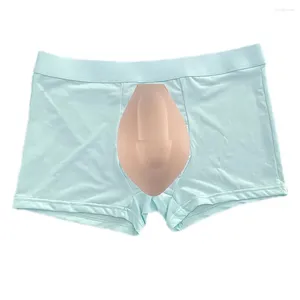 Calzoncillos Hombres Seda de hielo U Bolsa Boxer Calzoncillos Bragas sin costuras con ropa interior de copa Ocultar Gaff Panty Happing Crossdresser Transgender Lingeri