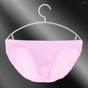 Sous-vêtements hommes glace sous-vêtements en soie taille basse poche souffle bref solide culotte décontractée mince confortable lingerie bikini culotte