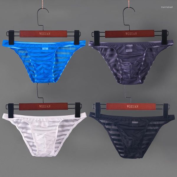 Slip hommes dentelle maille voir à travers pénis Bikini Gay Homme slips taille basse pochette sous-vêtement transparent Slip Homme Nylon Homme