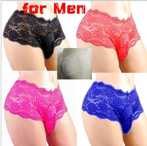 Calzoncillos hombres bragas de encaje lencería sexy crossdress bikini tanga malla pura calzoncillos eróticos babydoll para hombre