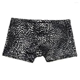 Sous-vêtements hommes imprimé léopard taille basse sans couture respirant U poche Boxer slips culottes sous-vêtements Lingerie mode hommes Shorts