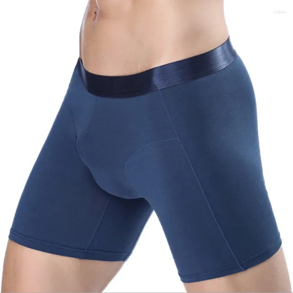 Sous-vêtements hommes boxeurs longs sous-vêtements Sexy U convexe Boxer coton sport homme culottes jambes Boxershorts grande taille 4XL mâle sous-pantalon Cueca