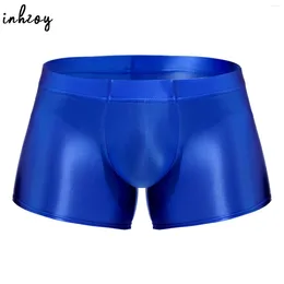 Onderbroek mannen Lage Rise Glossy Boxer Slops Solid Color Boxers Underwear Bottom Pouch Swimwear Male zwembroek Shorts Trunks