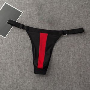 Slip Hommes Mesh Bulge Pouch G-string String Bikini Sous-vêtement Taille Basse T-Back Tanga Hommes Cerceau Simple Sexy T-pantalon Culotte