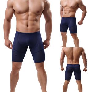 Onderbroek mannen mesh beweging lange ondergoed bokser shorts ademende zachte Cueca mannelijke slipje boxershorts