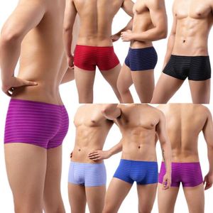 Onderbroek mannen mesh zijden boksers ondergoed ademende zachte shorts streep heren heren vier hoek