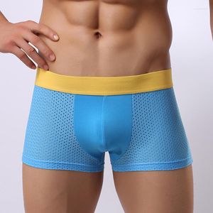 Calzoncillos bóxer de Modal para hombre, ropa interior transpirable antideslizante, ropa masculina, moda clásica transparente