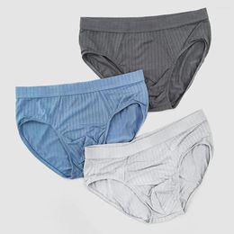 Underpants Men Modal Breifs Stripe Skin Friendly Underwear High Elasticity Ultra-soft Middle Waist Panties Solid Casual Lingerie