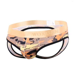 Slip Hommes Sous-Vêtements Ouverts Sexy Jockstrap String Homme Slips Strings Gay Hommes Camouflage Dos Nu Respirant
