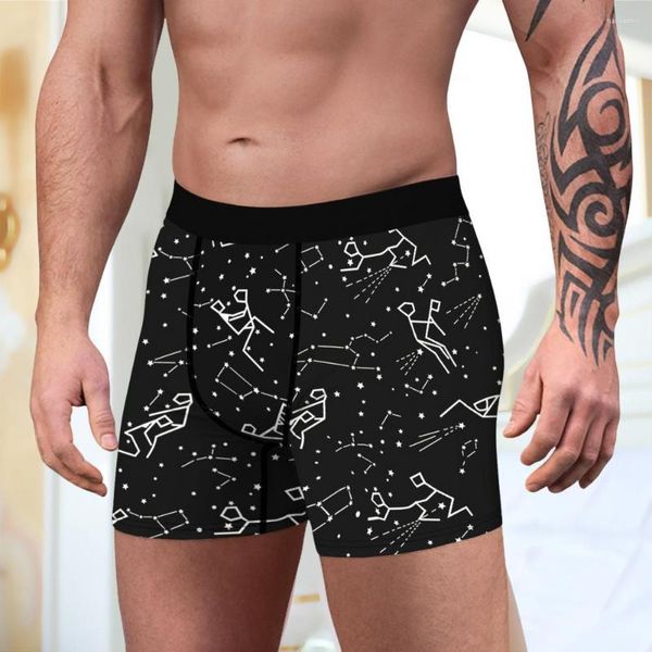 Caleçons Hommes Culottes Respirant Extensible Sans Peluches Anti-Rides Usage Quotidien Tissu Doux Impression Numérique Boxers Vêtements Masculins