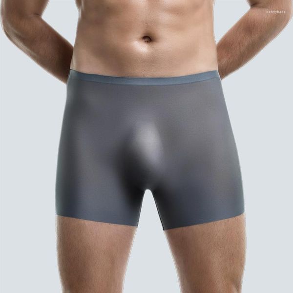 Caleçons hommes culottes été glace soie boxeurs sans couture Sexy sous-vêtements Ultra-mince respirant Boxer Cueca mâle Boxershorts