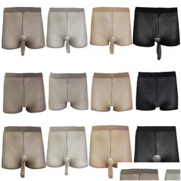 Sous-vêtements hommes collants ouvert fermé gaine sous-vêtements bas y hommes sans couture tra mince boxer slips bas livraison directe vêtements Dhunx