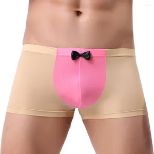 Onderbroeken Mannen Patchwork Strik Ondergoed Knickers Boxer Briefs Sexy Voor Shorts Ardennenzakje Creatieve Grappige Slipje