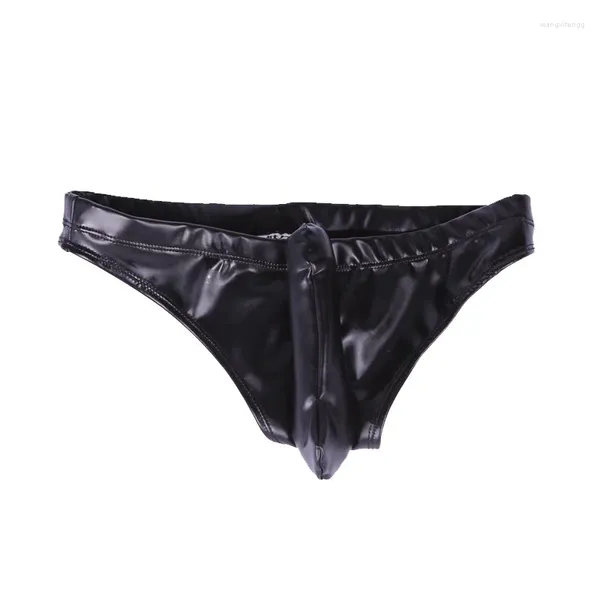 Sous-vêtements hommes pénis slips éléphant nez grande poche sous-pantalon simili cuir sexy ouvert entrejambe fesses exposées respirer librement sous-vêtements doux