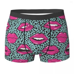 Onderbroek Mannen Roze Lippen 80s-90s Stijl Ondergoed Luipaard Print Grappige Boxershorts Slipje Homme Zacht Plus size