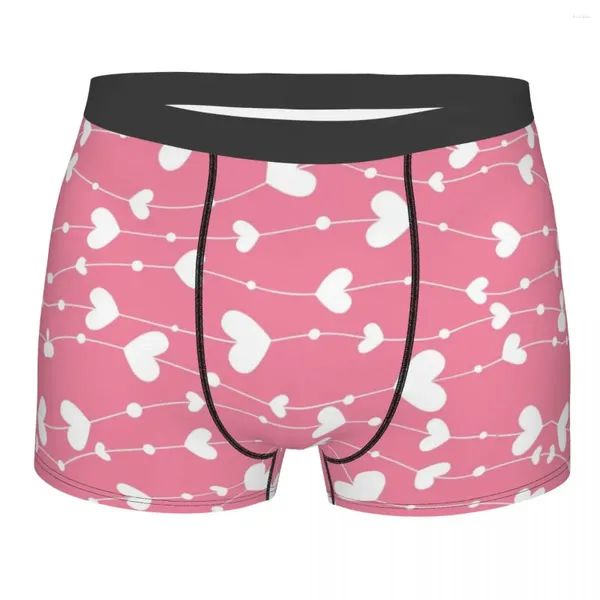 Sous-vêtements hommes rose petits coeurs sous-vêtements humour Boxer slips culottes mâle respirant S-XXL