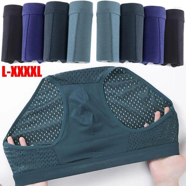 Calzoncillos de talla grande para hombre, ropa interior ultrafina de malla de cintura baja, cómoda, transpirable, sin costuras, elasticidad, calzoncillos de verano