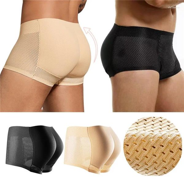 Calzoncillos para hombre, ropa interior tipo bóxer con almohadilla extraíble, pantalones cortos para mejorar el trasero, bragas masculinas, Sexy BuLifter agrandar Push Up