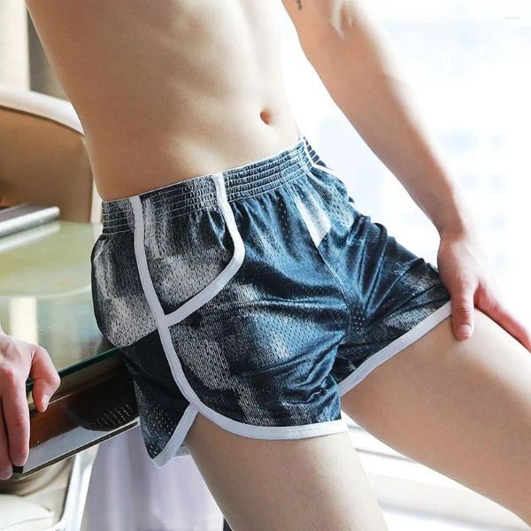 Calzoncillos Hombres Arro Shorts Malla Deportes Boxer Transpirable Ropa Interior Casual Inicio Pantalones De Esquina Plana Cuatro