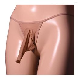 Sous-vêtements Bikini pour hommes brillant Extroic tongs transparentes gaine de pénis slips sexy G-string T-back sous-vêtements Sissy culottes Gloosy Lingerie