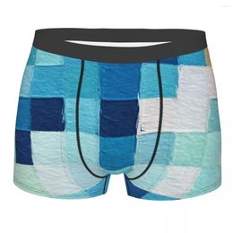 Onderbroek Heren Blauw Teal Mozaïek Boxer Briefs Shorts Slipje Ademend Ondergoed Gekleurde Ruwe Textuur Mannelijke Humor Grote Maat