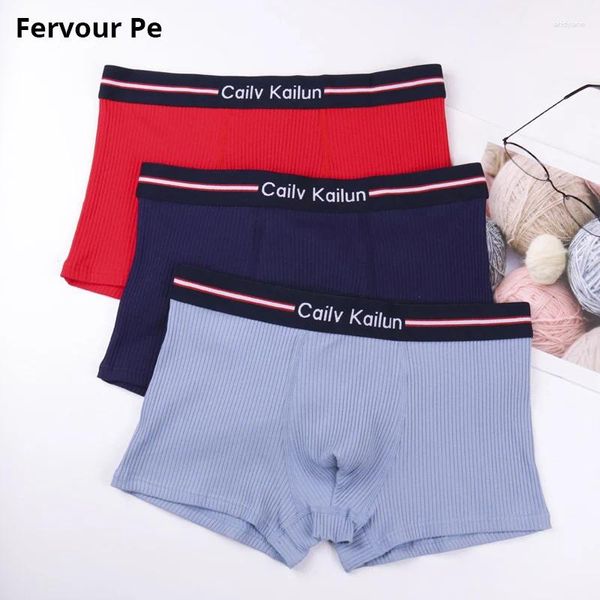 Sous-pants Boxer masculin Coton respirant Coton Solide Moyen-Low-Waist Pagetes plus taille M-XXXL Mens Sports Style Underwear B19003