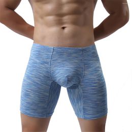 Caleçons pour hommes Boxer Briefs Long Leg Underwear Low Rise Trunks with Bulge Pouch Sleep Bottoms Respirant Short Sport Beachwear