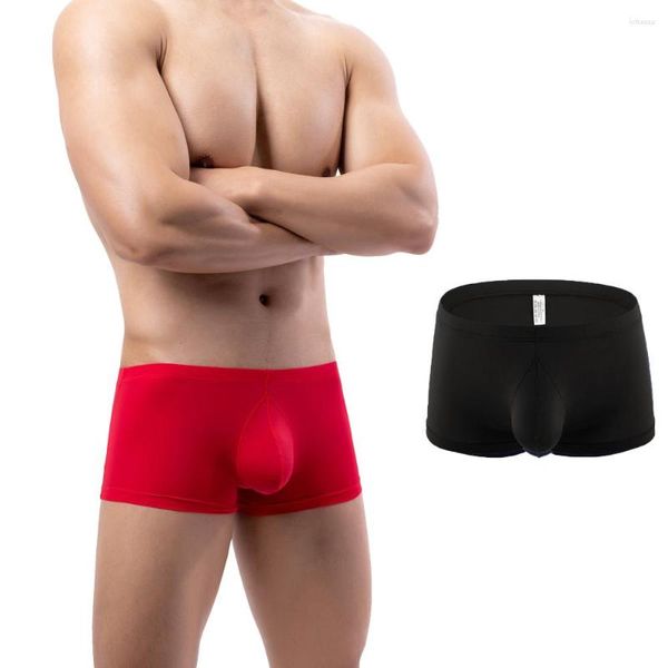 Caleçon homme Boxer slips Nylon glace soie culotte mode Shorts pour hommes sous-vêtements renflement Cool maillot de bain vente