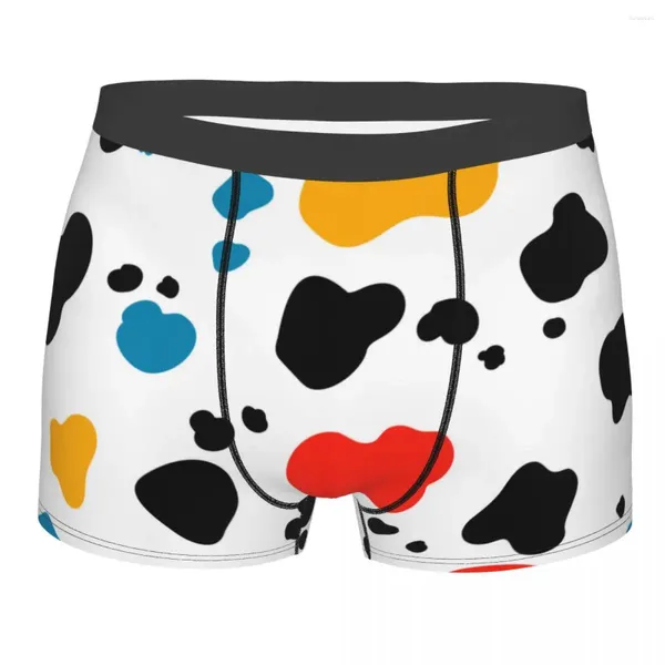 Calzoncillos Boxer para hombre, pantalones cortos, bragas de lana dálmata o piel de vaca moteada, ropa interior transpirable para hombre S-XXL