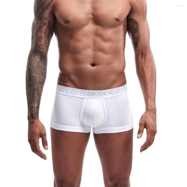 Calzoncillos Boxer para hombre Shorts U Convexo Masculino Sexy Algodón puro Esquina plana Ropa interior Tanga Tronco Cueca Calzoncillos