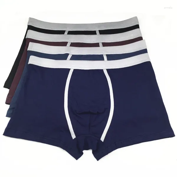 Calzoncillos Boxer para hombres Ropa interior Todo Color Sólido 95 Algodón Alto Grado Cómodo Spandex Ángulo plano Transpirable para hombres