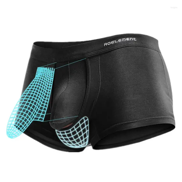 Caleçon homme boxer short sous-vêtement modal homme solide séparation pochette culotte homme Ropa intérieur Hombre grande taille