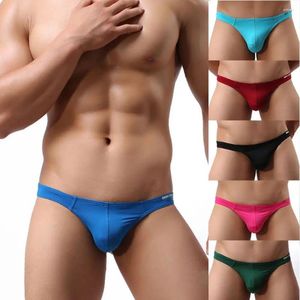 Slips Hommes Slips Maillots De Bain Sexy Glace Soie String Sous-Vêtements Taille Basse Maillot De Bain Hommes Grande Poche U Convexe Trunk Culotte