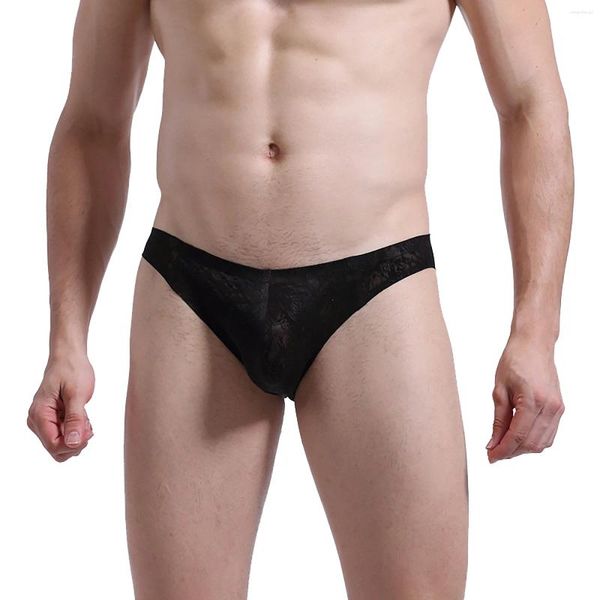 Slips pour hommes sous-vêtements Sexy taille basse U-convexe sous-vêtement classique couleur unie culotte respirante Calzoncillos Slips Hombre