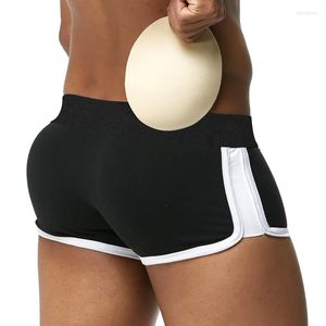 Sous-vêtements pour hommes, sous-vêtements modelants rembourrés, renflement améliorant la hanche gay, Double tasse Push-Up amovible