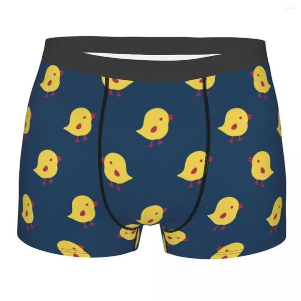 Sous-vêtements pour hommes, dessin animé, poussins jaunes, Boxer, culotte, sous-vêtements doux, nouveauté masculine