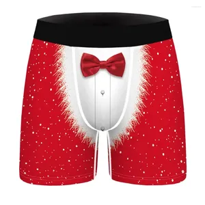 Caleçons Boxers de Noël pour hommes Slips 3D drôle imprimé humoristique Boxer Shorts sous-vêtements extensibles doux culottes masculines Sexy