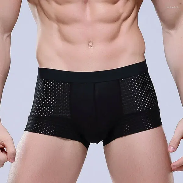 Sous-vêtements en coton pour hommes Boxer Shorts Fibre de bambou Bulge Poche Solide Casual Hommes Boxers